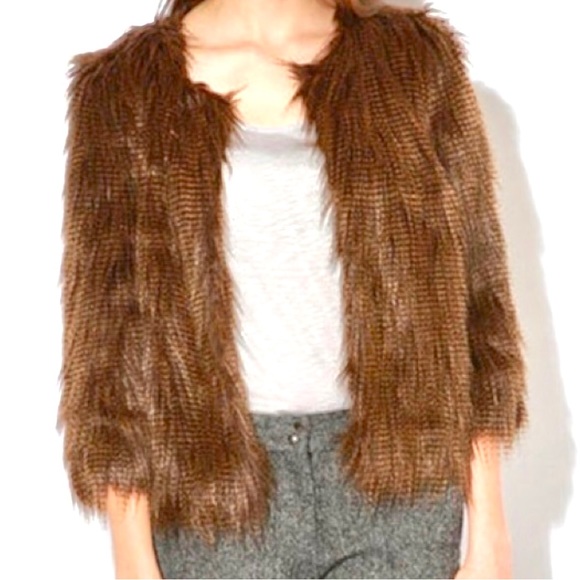 Urban Outfitters $148 Kimchi Blue Faux Fur Jacket Brown M Coat - Picture 2 of 5